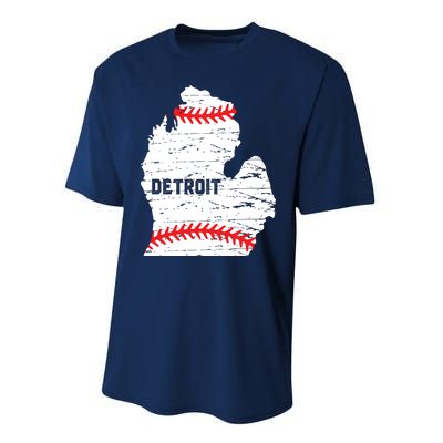 Detroit Michigan Baseball Performance Sprint T-Shirt