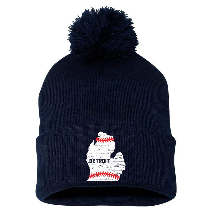 Detroit Michigan Baseball Pom Pom 12in Knit Beanie