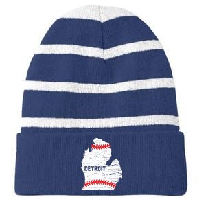 Detroit Michigan Baseball Striped Beanie with Solid Band