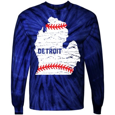 Detroit Michigan Baseball Tie-Dye Long Sleeve Shirt