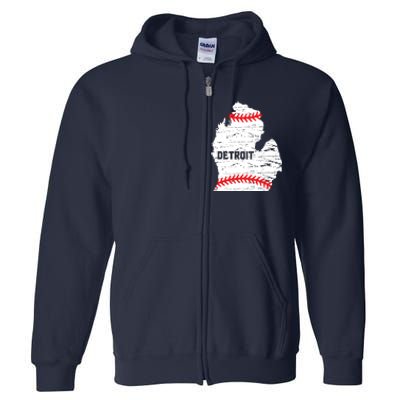 Detroit Michigan Baseball Full Zip Hoodie