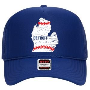 Detroit Michigan Baseball High Crown Mesh Back Trucker Hat