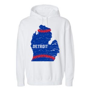 Detroit Michigan Baseball Garment-Dyed Fleece Hoodie