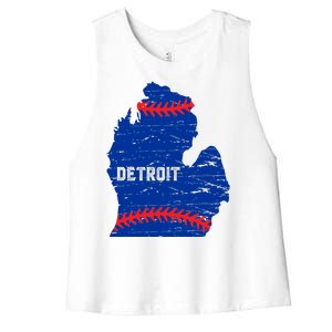 Detroit Michigan Baseball Women's Racerback Cropped Tank