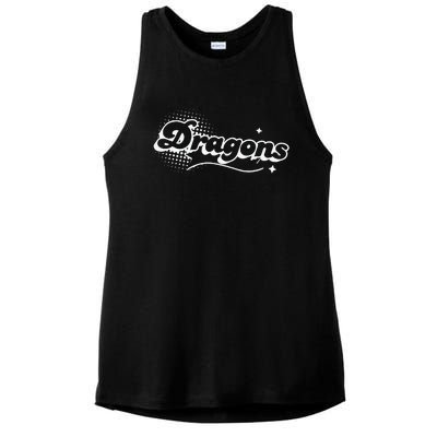 Dragons Mascot Back To School Spirit Sport Fans Game Ladies PosiCharge Tri-Blend Wicking Tank