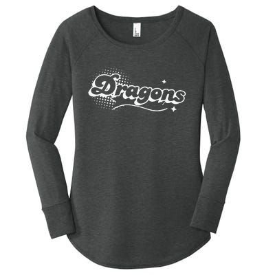 Dragons Mascot Back To School Spirit Sport Fans Game Women's Perfect Tri Tunic Long Sleeve Shirt