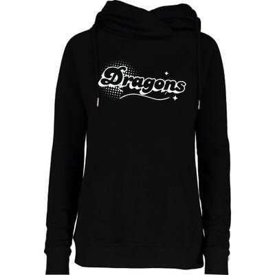 Dragons Mascot Back To School Spirit Sport Fans Game Womens Funnel Neck Pullover Hood