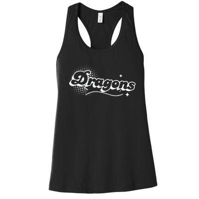 Dragons Mascot Back To School Spirit Sport Fans Game Women's Racerback Tank