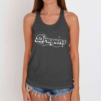 Dragons Mascot Back To School Spirit Sport Fans Game Women's Knotted Racerback Tank