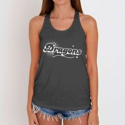 Dragons Mascot Back To School Spirit Sport Fans Game Women's Knotted Racerback Tank