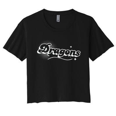 Dragons Mascot Back To School Spirit Sport Fans Game Women's Crop Top Tee