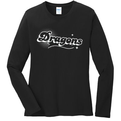 Dragons Mascot Back To School Spirit Sport Fans Game Ladies Long Sleeve Shirt