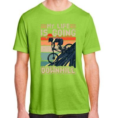 Downhill Mountain Bike Bicycle My Life Is Going Downhill Vintage Adult ChromaSoft Performance T-Shirt