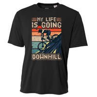 Downhill Mountain Bike Bicycle My Life Is Going Downhill Vintage Cooling Performance Crew T-Shirt