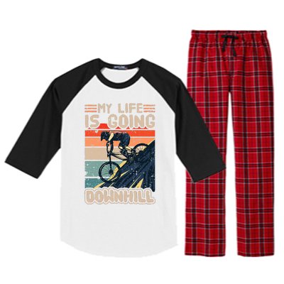 Downhill Mountain Bike Bicycle My Life Is Going Downhill Vintage Raglan Sleeve Pajama Set