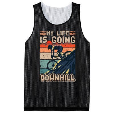 Downhill Mountain Bike Bicycle My Life Is Going Downhill Vintage Mesh Reversible Basketball Jersey Tank