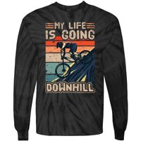 Downhill Mountain Bike Bicycle My Life Is Going Downhill Vintage Tie-Dye Long Sleeve Shirt