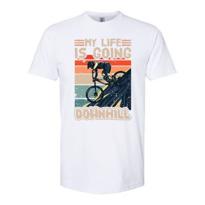 Downhill Mountain Bike Bicycle My Life Is Going Downhill Vintage Softstyle CVC T-Shirt