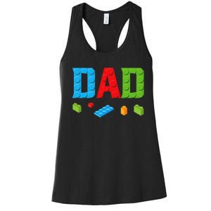 Dad Master Builder Building Bricks Blocks Family Set Parents Women's Racerback Tank