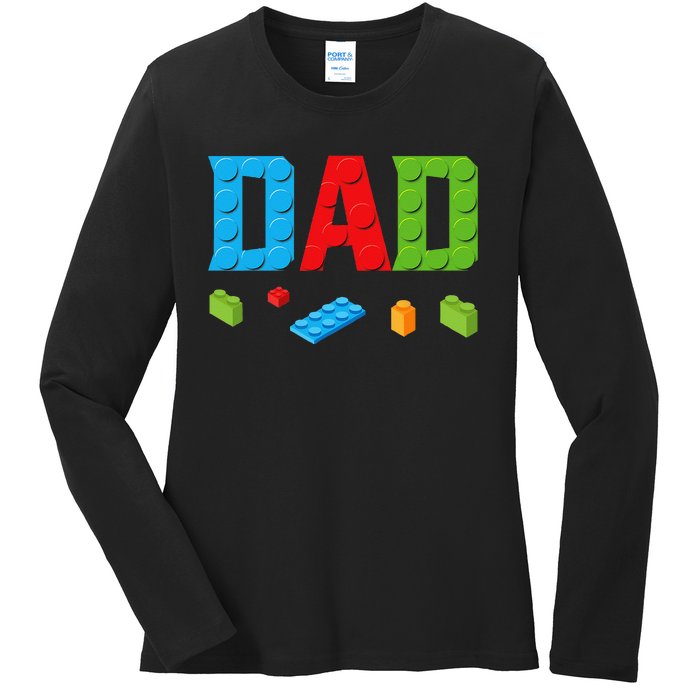 Dad Master Builder Building Bricks Blocks Family Set Parents Ladies Long Sleeve Shirt