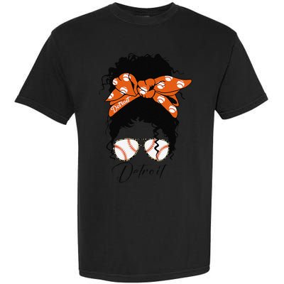 Detroit Messy Bun Baseball Fan Souvenir I Love Detroit Garment-Dyed Heavyweight T-Shirt
