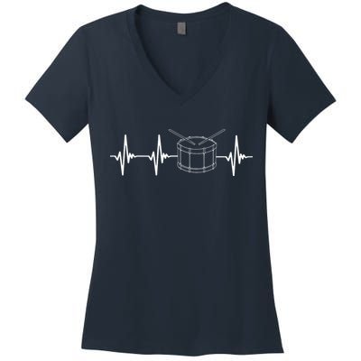 Drumline Marching Band Drumline Heartbeat Tee Women's V-Neck T-Shirt