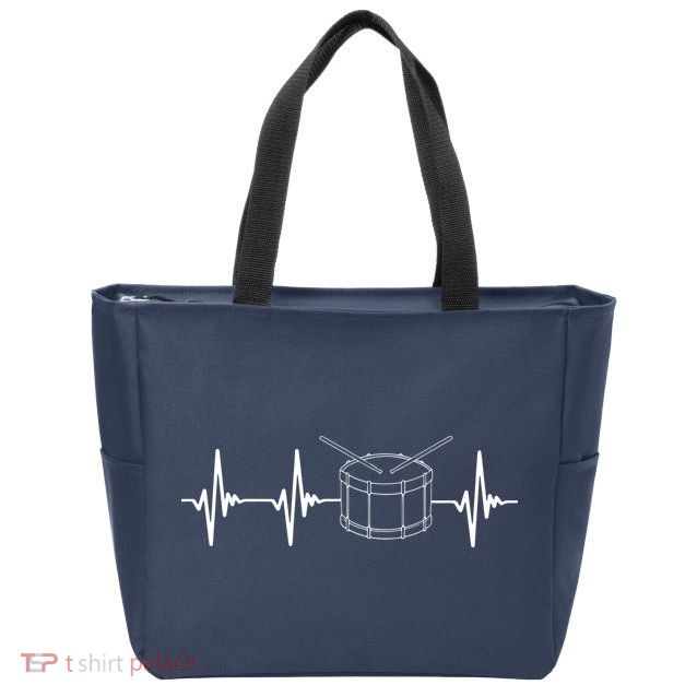 Drumline Marching Band Drumline Heartbeat Tee Zip Tote Bag