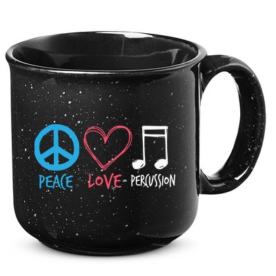 Drumline Marching Band Shirts Peace Love Percussion 15oz Campfire Ceramic Mug