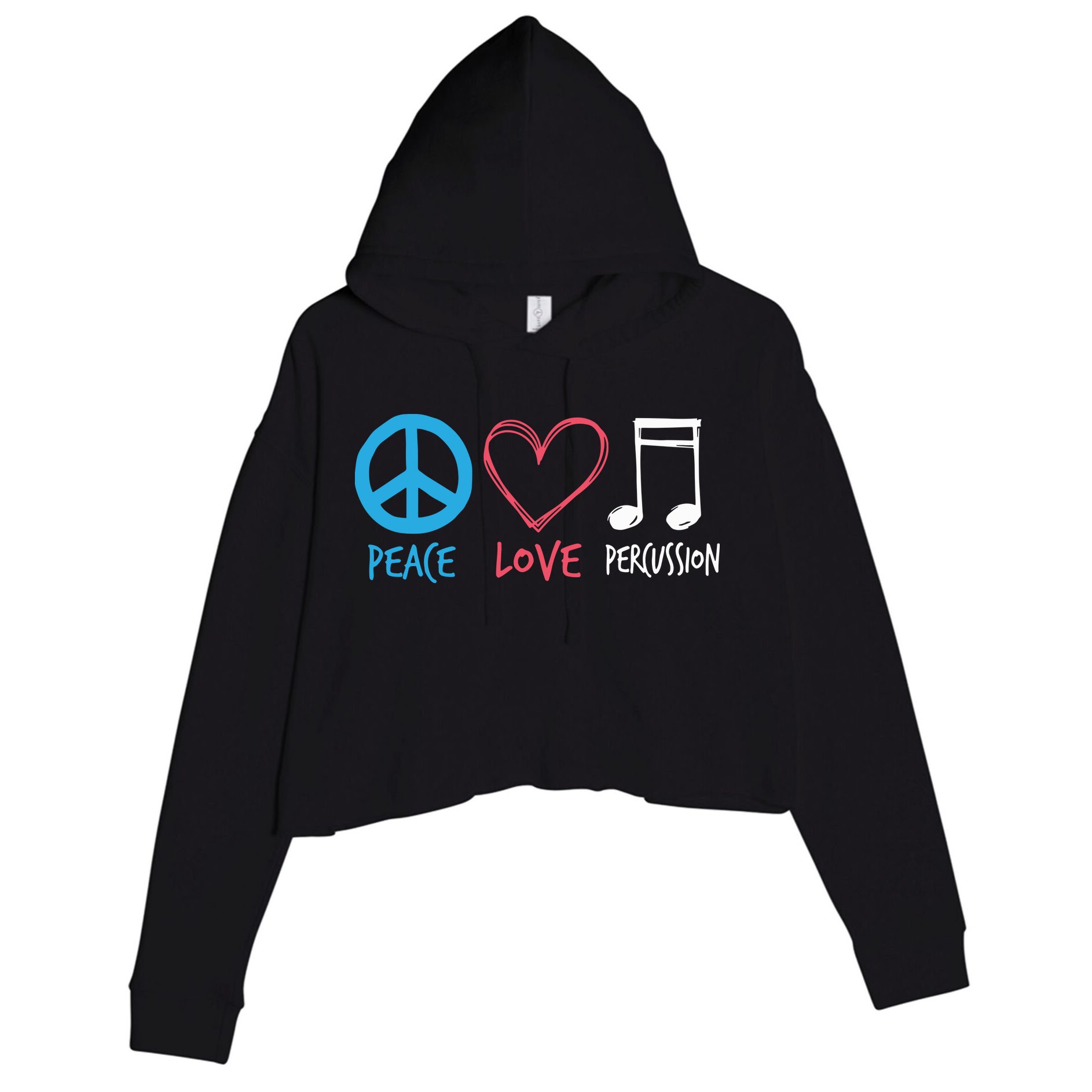 Drumline Marching Band Shirts Peace Love Percussion Crop Fleece Hoodie