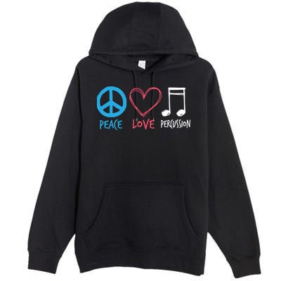 Drumline Marching Band Shirts Peace Love Percussion Premium Pullover Hoodie