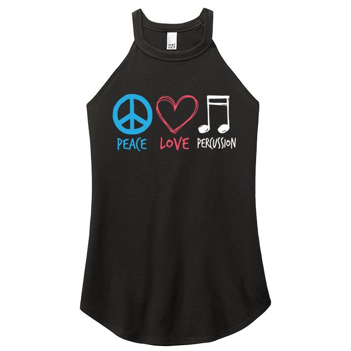 Drumline Marching Band Shirts Peace Love Percussion Women's Perfect Tri Rocker Tank