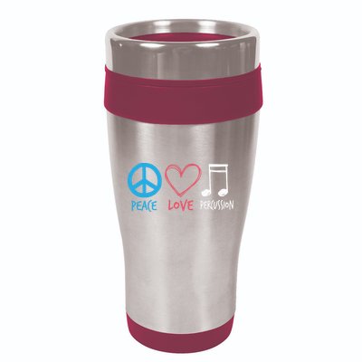 Drumline Marching Band Shirts Peace Love Percussion 16oz Travel Tumbler
