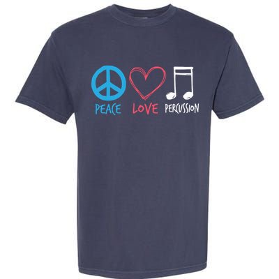 Drumline Marching Band Shirts Peace Love Percussion Garment-Dyed Heavyweight T-Shirt