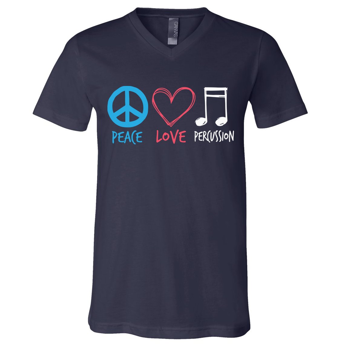 Drumline Marching Band Shirts Peace Love Percussion V-Neck T-Shirt
