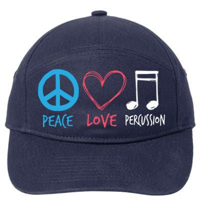 Drumline Marching Band Shirts Peace Love Percussion 7-Panel Snapback Hat