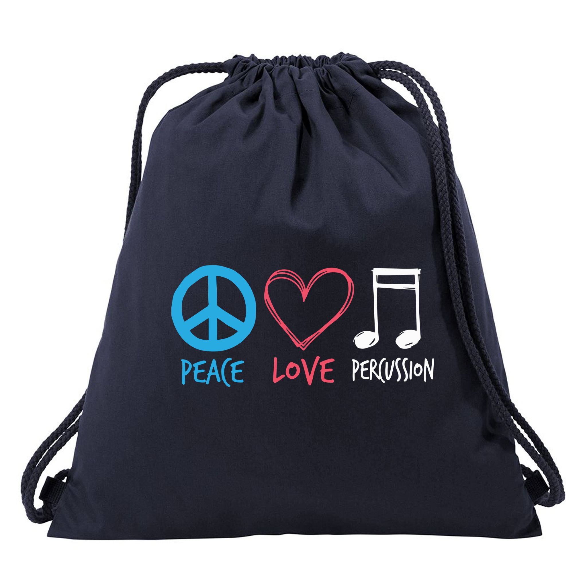 Drumline Marching Band Shirts Peace Love Percussion Drawstring Bag