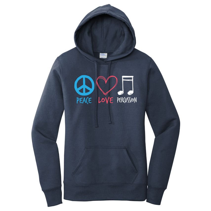 Drumline Marching Band Shirts Peace Love Percussion Women's Pullover Hoodie