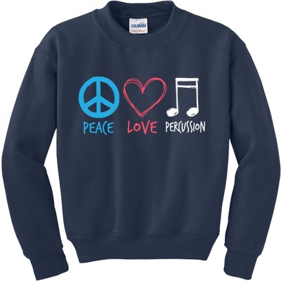 Drumline Marching Band Shirts Peace Love Percussion Kids Sweatshirt