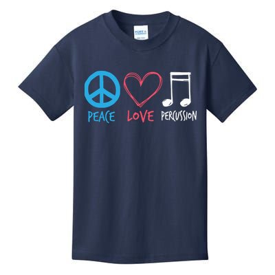Drumline Marching Band Shirts Peace Love Percussion Kids T-Shirt
