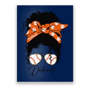 Detroit Messy Bun Baseball Fan Souvenir I Love Detroit Poster