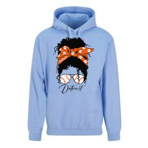 Detroit Messy Bun Baseball Fan Souvenir I Love Detroit Unisex Surf Hoodie