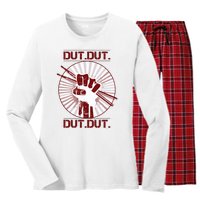 Dut Marching Band Drum Line Musician Women's Long Sleeve Flannel Pajama Set 