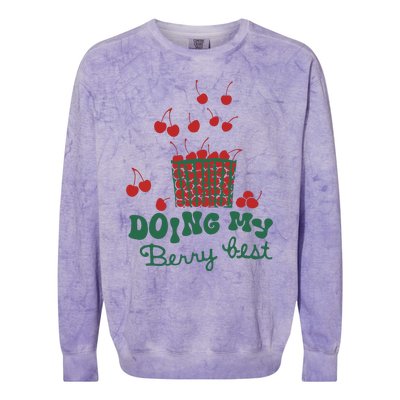 Doing My Berry Best Cherries Vintage Graphic Colorblast Crewneck Sweatshirt