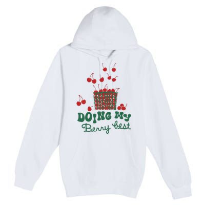 Doing My Berry Best Cherries Vintage Graphic Premium Pullover Hoodie