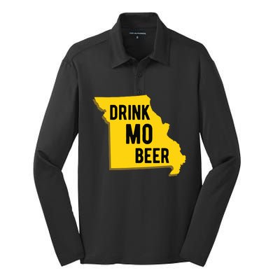 Drink Mo Beer State Of Missouri St Louis Kansas City Silk Touch Performance Long Sleeve Polo