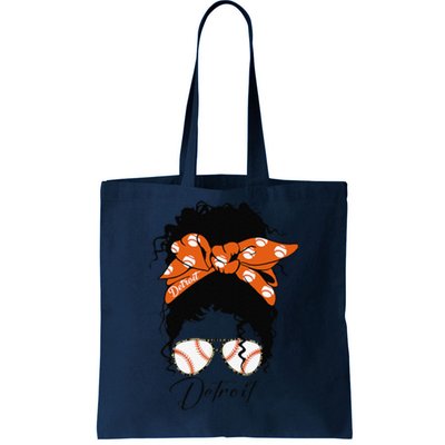 Detroit Messy Bun Baseball Fan Souvenir I Love Detroit Tote Bag