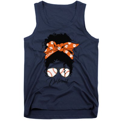 Detroit Messy Bun Baseball Fan Souvenir I Love Detroit Tank Top