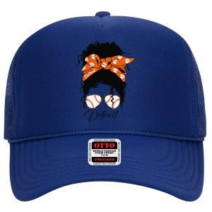 Detroit Messy Bun Baseball Fan Souvenir I Love Detroit High Crown Mesh Back Trucker Hat