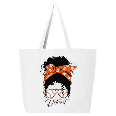 Detroit Messy Bun Baseball Fan Souvenir I Love Detroit 25L Jumbo Tote