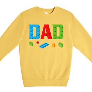 Dad Master Builder Building Bricks Blocks Family Set Parents Premium Crewneck Sweatshirt